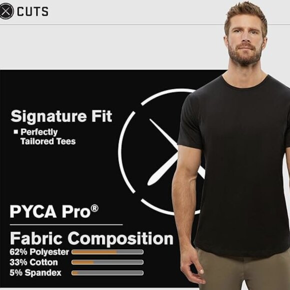 Cuts Clothing Men's Curve Hem Crew Neck Black T-Shirt XX-Large NWT - Picture 2 of 2